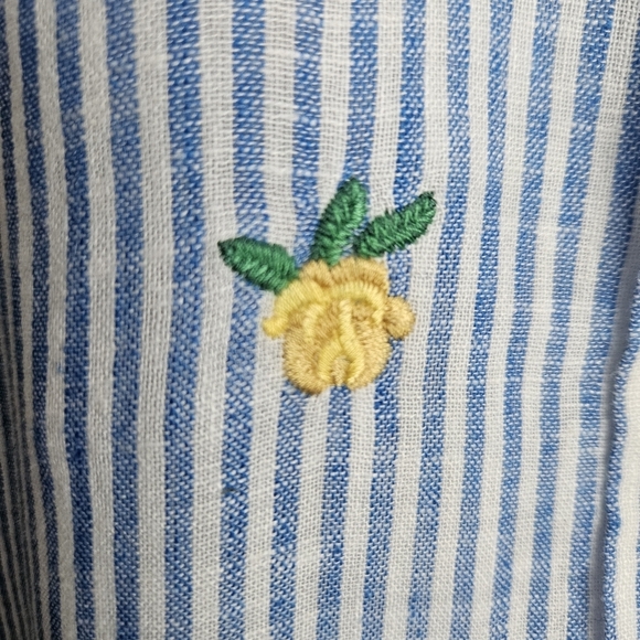 RAILS Womens Top XS Shirt Button-Up CHARLI YELLOW ROSES Blue Stripe Linen Blend - Picture 5 of 12